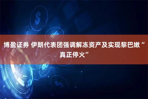 博盈证券 伊朗代表团强调解冻资产及实现黎巴嫩“真正停火”